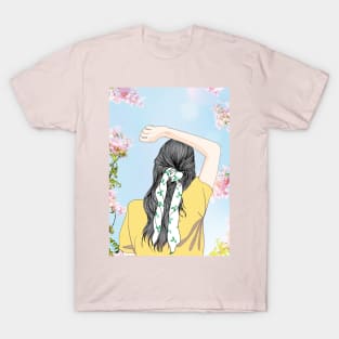 Bandana Girl Arm On Head T-Shirt